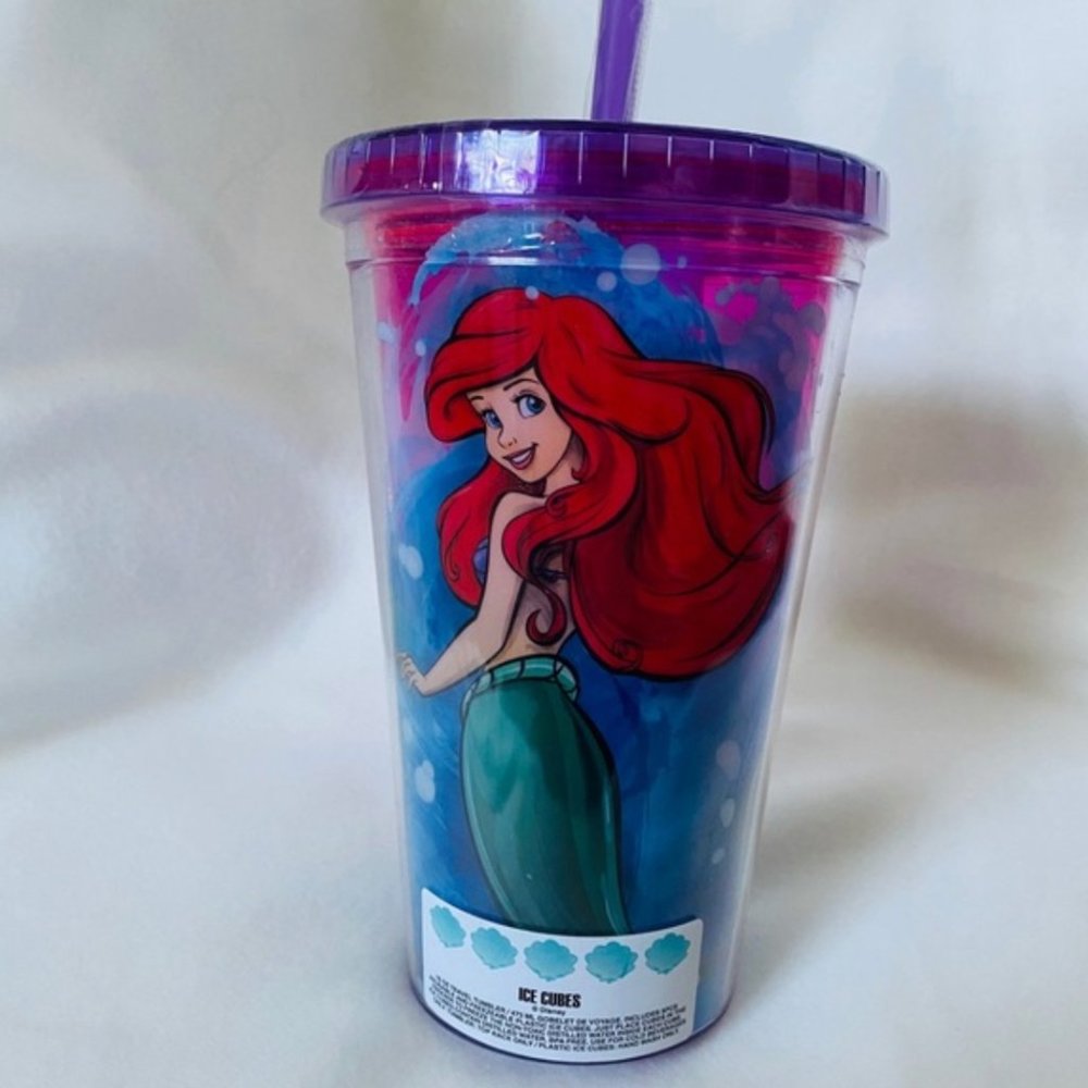 Princess Ariel 16oz travel Tumblr with ice cubes